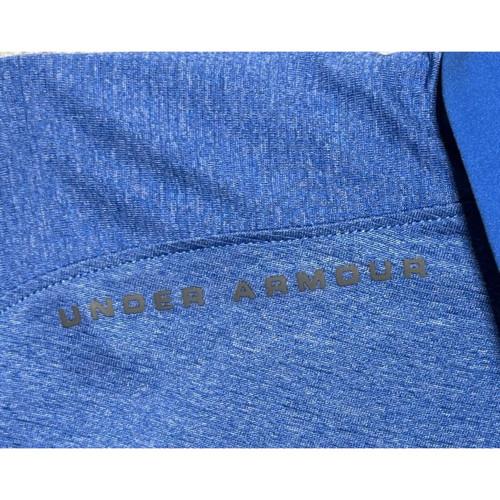 Under Armour HeatGear Blue‎ Heather Tech Golf Polo Shirt Mens Medium UA - Picture 3 of 11